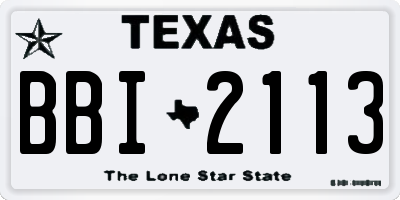 TX license plate BBI2113