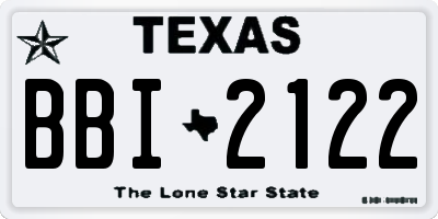 TX license plate BBI2122