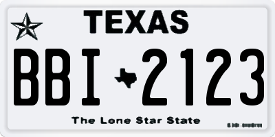 TX license plate BBI2123