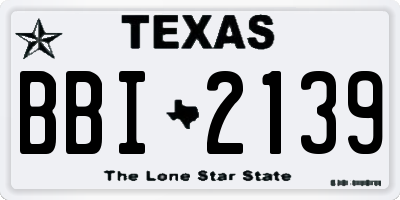 TX license plate BBI2139