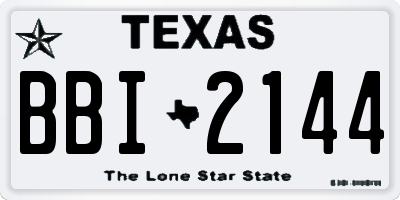 TX license plate BBI2144