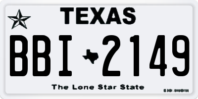 TX license plate BBI2149