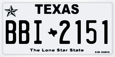 TX license plate BBI2151