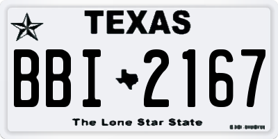 TX license plate BBI2167