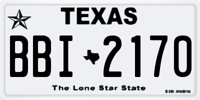 TX license plate BBI2170