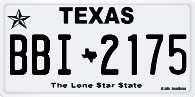 TX license plate BBI2175