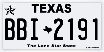 TX license plate BBI2191