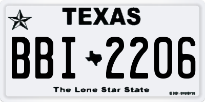 TX license plate BBI2206