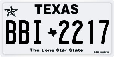 TX license plate BBI2217