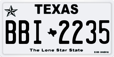 TX license plate BBI2235
