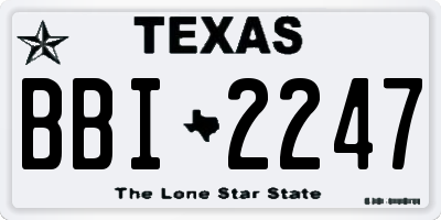 TX license plate BBI2247
