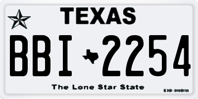 TX license plate BBI2254