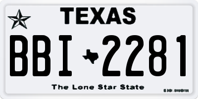 TX license plate BBI2281