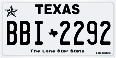 TX license plate BBI2292