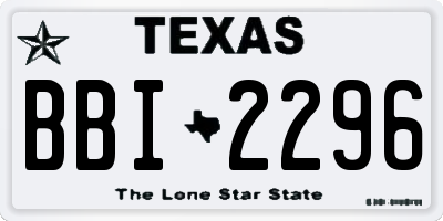 TX license plate BBI2296