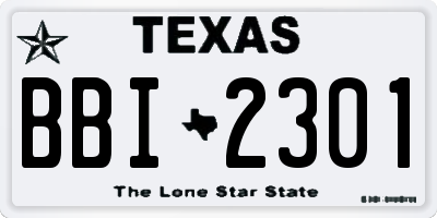 TX license plate BBI2301