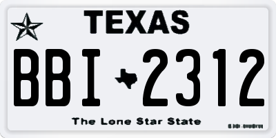 TX license plate BBI2312