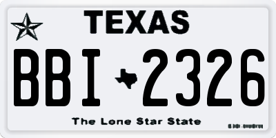 TX license plate BBI2326