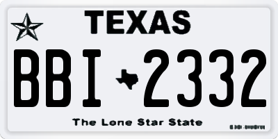 TX license plate BBI2332