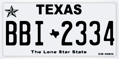 TX license plate BBI2334