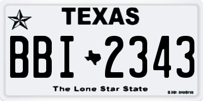 TX license plate BBI2343