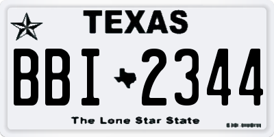 TX license plate BBI2344