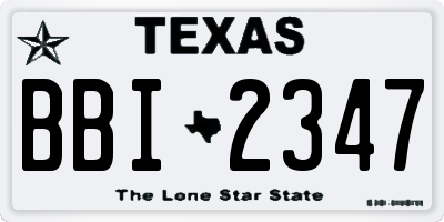 TX license plate BBI2347