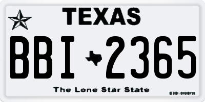 TX license plate BBI2365