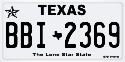 TX license plate BBI2369