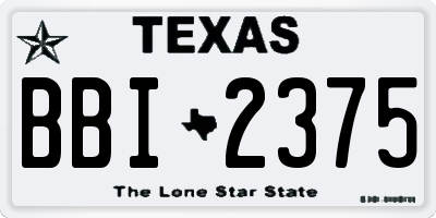 TX license plate BBI2375