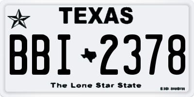 TX license plate BBI2378