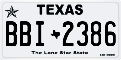 TX license plate BBI2386