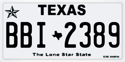 TX license plate BBI2389