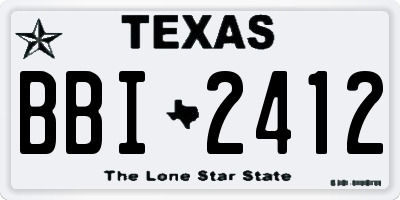 TX license plate BBI2412