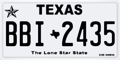 TX license plate BBI2435