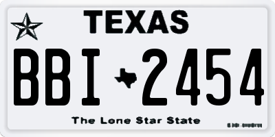 TX license plate BBI2454