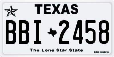 TX license plate BBI2458