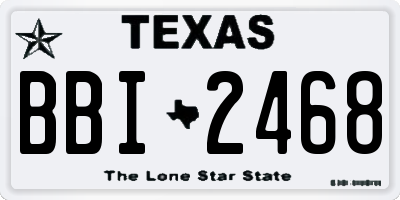 TX license plate BBI2468