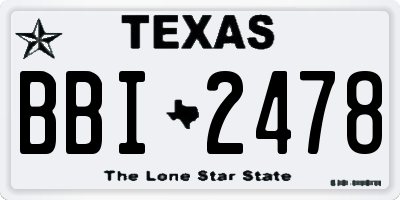TX license plate BBI2478