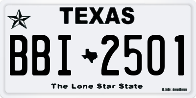 TX license plate BBI2501