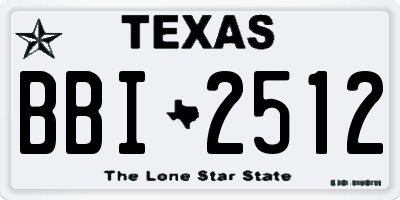 TX license plate BBI2512