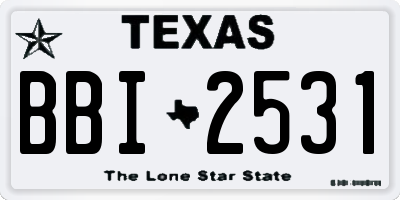TX license plate BBI2531
