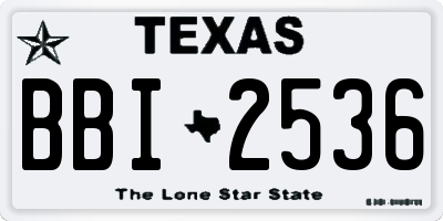 TX license plate BBI2536