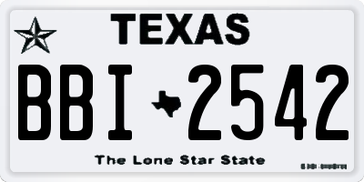 TX license plate BBI2542