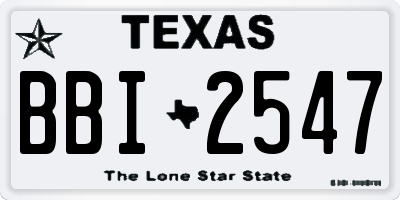 TX license plate BBI2547