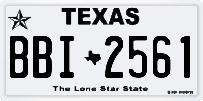 TX license plate BBI2561