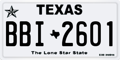TX license plate BBI2601