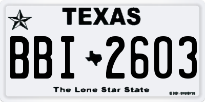 TX license plate BBI2603