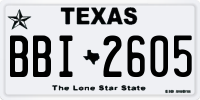 TX license plate BBI2605