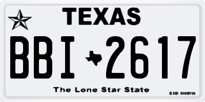 TX license plate BBI2617